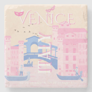 Venedig Reise Kunst, Italien, Reise Kunst, Rosa Steinuntersetzer
