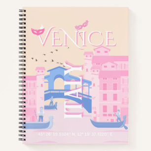 Venedig Reisen Kunst, Italien, Reisen Kunst, Rosa Notizblock