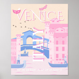 Venedig Reisen Kunst, Italien, Reisen Kunst, Rosa Poster