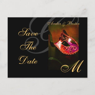 Venedig Rote Masquerade Maske Save the Date Postka Ankündigungspostkarte