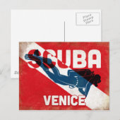 Venedig Scuba Diver - Blue Retro Postkarte (Vorne/Hinten)