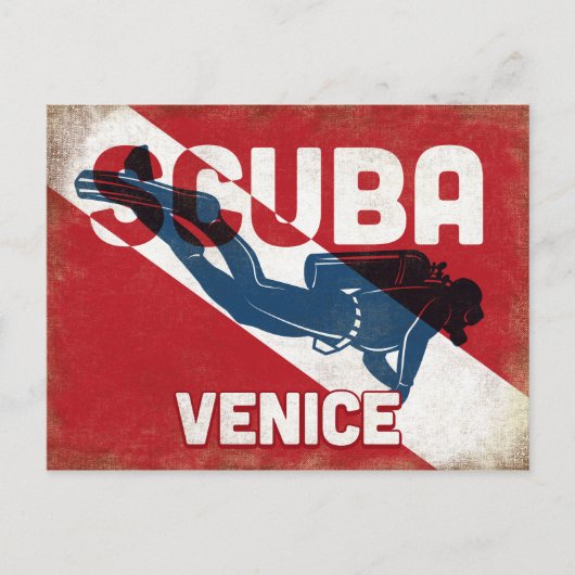 Venedig Scuba Diver - Blue Retro Postkarte (Vorderseite)