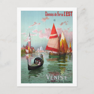 Venedig, Segelboote, Gondel, Vintage, Reise Postkarte