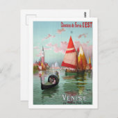 Venedig, Segelboote, Gondelbahn, Vintag, Reise Postkarte (Vorne/Hinten)