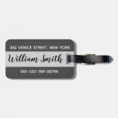 Venedig-Seufzerbrücke Schwarz-weiß mit Gondolier Gepäckanhänger (Rückseite horizontal)