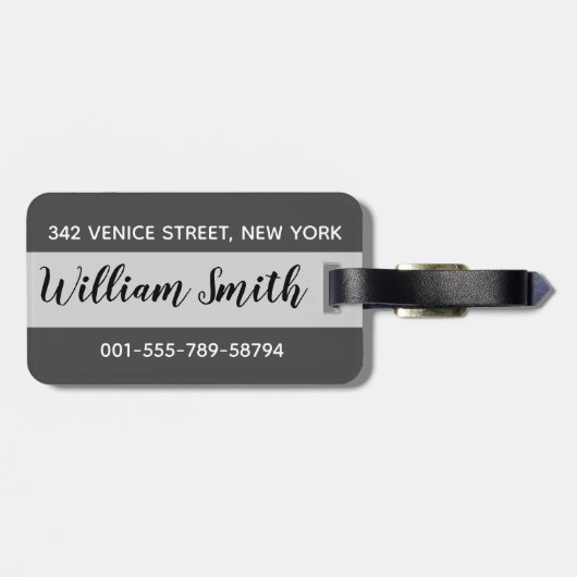 Venedig-Seufzerbrücke Schwarz-weiß mit Gondolier Gepäckanhänger (Rückseite horizontal)