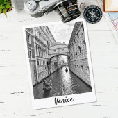 Venedig-Seufzerbrücke Schwarz-weiß mit Gondolier Postkarte