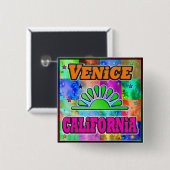 Venedig Sonne & Palmen Knopf Button (Vorne & Hinten)