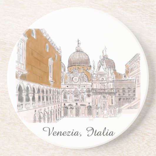 Venedig St. Marks Square Klassische Illustration Getränkeuntersetzer (Vorne)