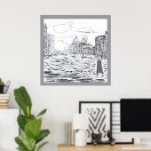 Venedig Stadt auf den Gebäude der Wasserschiffe Poster (Heimbüro)