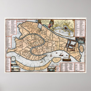 Venedig-Stadt-Plan 1695 Poster