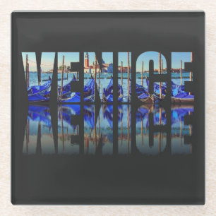 Venedig-Text mit Reflektion Glasuntersetzer