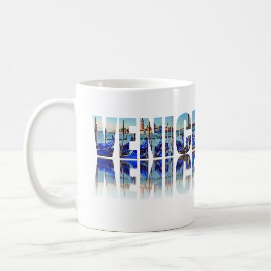 Venedig-Text mit Reflektion Kaffeetasse (Links)