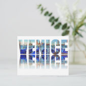 Venedig-Text mit Reflektion Postkarte (Stehend Vorderseite)
