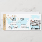 Venedig Überraschung Geburtstag Boarding Ticket Einladung (Vorderseite)