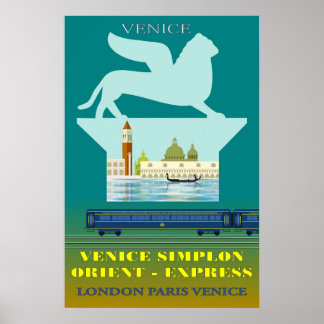 Venedig und das Reiseplakat Orient Express Poster