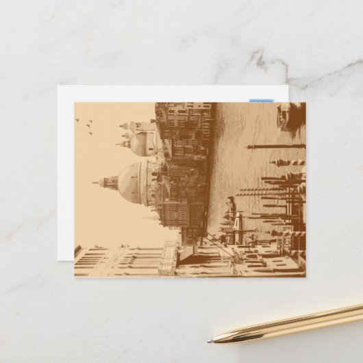 Venedig und Grand Canal in Taupe Postkarte (Vorderseite/Rückseite Beispiel)