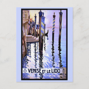 Venedig und Lido Vintage Italienisches Reiseplakat Postkarte