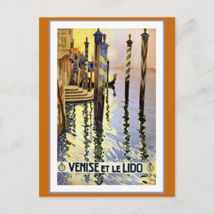 "Venedig und Lido" Vintage Reiseposter Postkarte