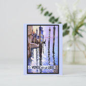 Venedig und Lido Vintages italienisches Reiseplaka Postkarte (Stehend Vorderseite)