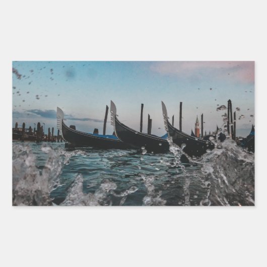 Venedig, Venedig. Gondeln. Italien Rechteckiger Aufkleber (Vorderseite)