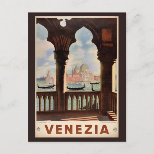 Venedig Venezia Vintage Reiseplaner restauriert Postkarte (Vorderseite)
