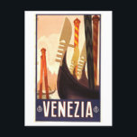 Venedig (Venezia) Vintage Travel Poster Postkarte<br><div class="desc">Diese Postkarte ist eine Reproduktion eines altmodischen Reiseplakats mit Venedig,  Italien (Venezia).</div>