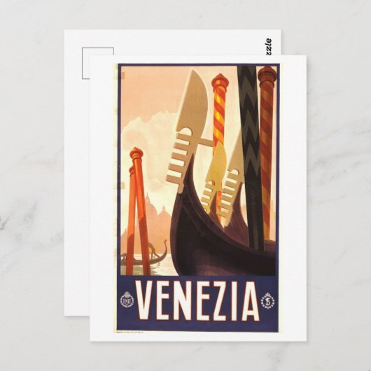 Venedig (Venezia) Vintage Travel Poster Postkarte (Vorne/Hinten)