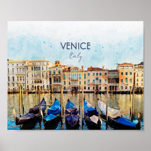 VENEDIG VENEZIA watercolor - Italien Reisen Souven Poster (Vorne)