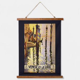 Venedig (Venise) Vintage Travel Wandteppich Mit Holzrahmen