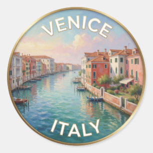 Venedig Wasserfrontreflektionen Italien Reise Runder Aufkleber