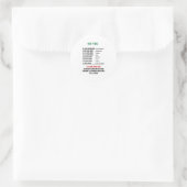 Venenzahlen Runder Aufkleber (Tasche)