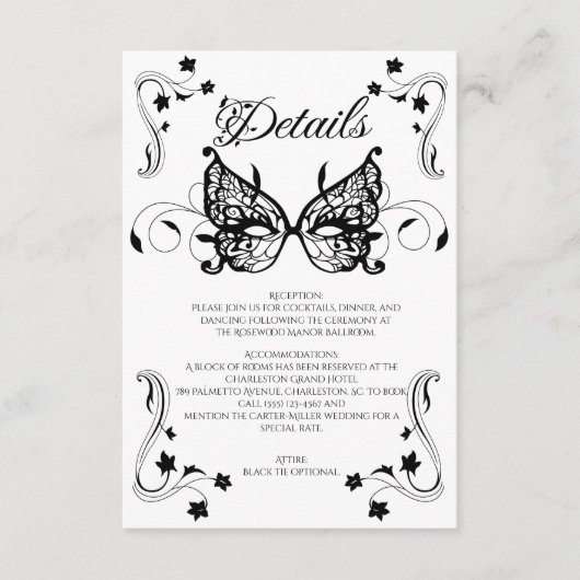 Venetia Carnivale Masque Viktorianischer Verzierte Begleitkarte (Vorderseite)