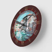 Venetian Boats Runde Wanduhr (Winkel)