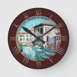 Venetian Boats Runde Wanduhr