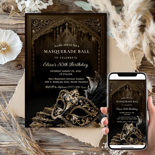 Venetian gothic Masquerade Party invitation Einladung