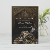 Venetian Gothic Masquerade Party Save the Date Einladung (Stehend Vorderseite)