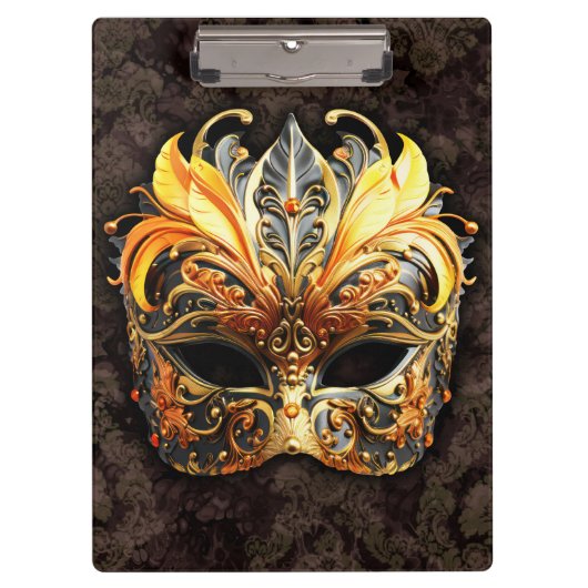 Venetian Masquerade Golden Mask Klemmbrett (Vorderseite)
