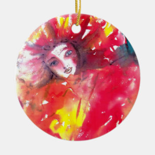 VENETIANISCHE MASKENBALLGESICHTER - MASKE IN ROT KERAMIK ORNAMENT