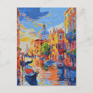 Venetianischer Kanal bei Sonnenuntergang Feiertagspostkarte