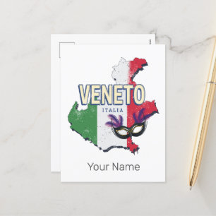 Veneto Italien Retro-Regionskarte Vintage-Souvenir Feiertagspostkarte