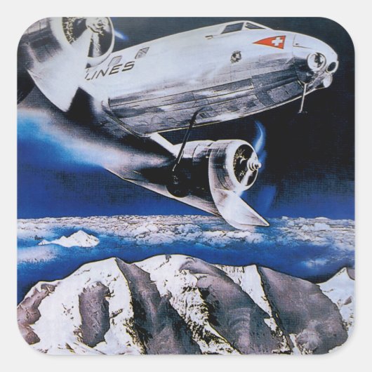 Venez en Suisse ~ Kommen Sie zur Schweiz Quadratischer Aufkleber (Vorderseite)