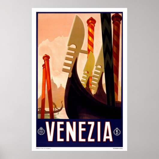 Venezia Gondola Vintage Travel Poster (Vorne)