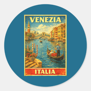 Venezia Italien Vintage-Reise Venedig Runder Aufkleber