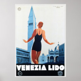 VENEZIA LIDO Italien Ferien Vintag Italienisch Poster