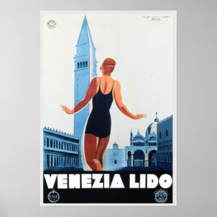 VENEZIA LIDO Italien Ferien Vintag Italienisch Poster