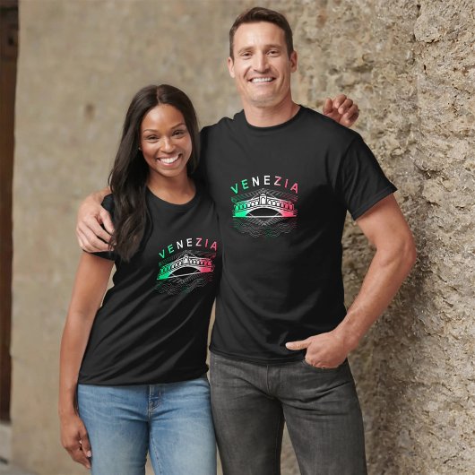 Venezia Rialto Bold Lines Mens Basic Dark T-Shirt