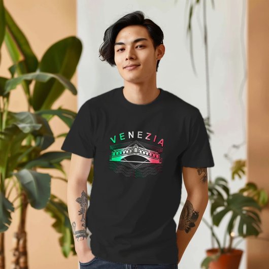 Venezia Rialto Bold Lines Mens Basic Dark T-Shirt