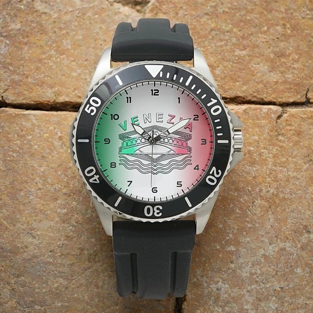 Venezia Rialto Fett Lines Edelstahl-Kautschuk Armbanduhr (Von Creator hochgeladen)