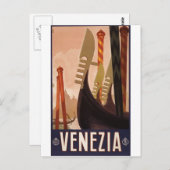 Venezia travel poster 1920 Venedig, Italien Postkarte (Vorne/Hinten)